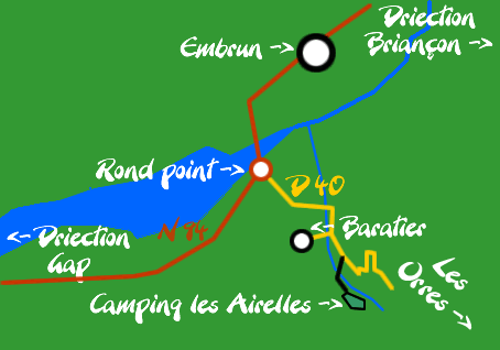 Plan de situation du camping Les Airelles